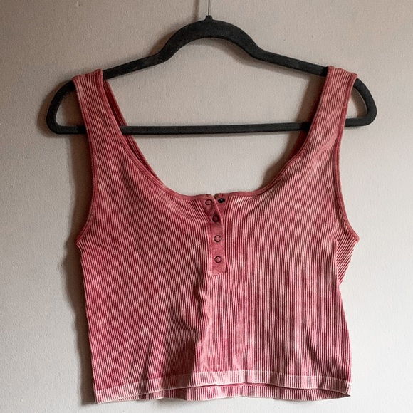Pink Aeropostale Seamless Ribbed Button Up Tank Top - Picture 2 of 3